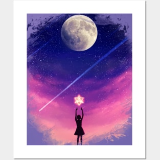Moon and star Posters and Art